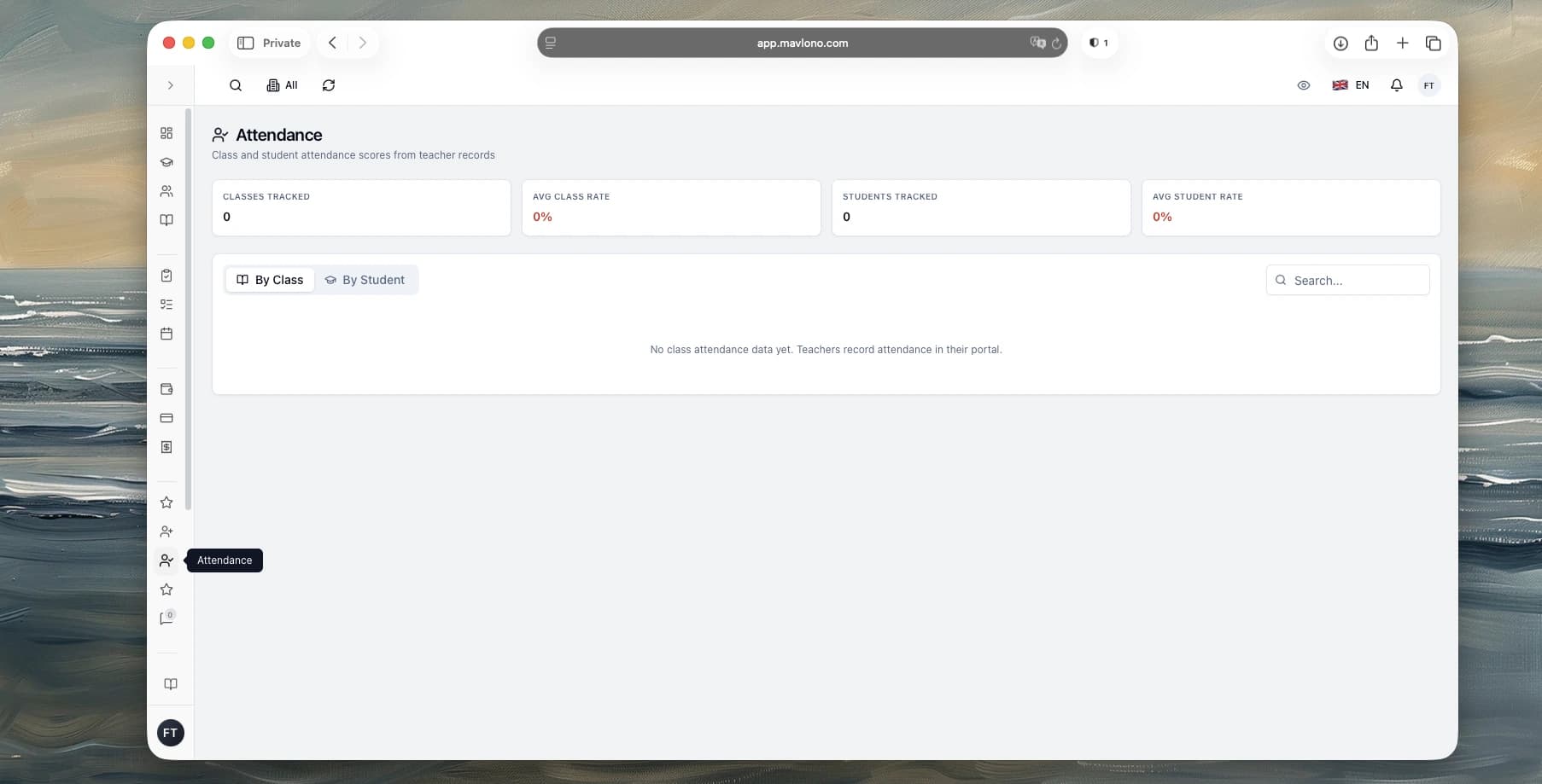 Teacher attendance page